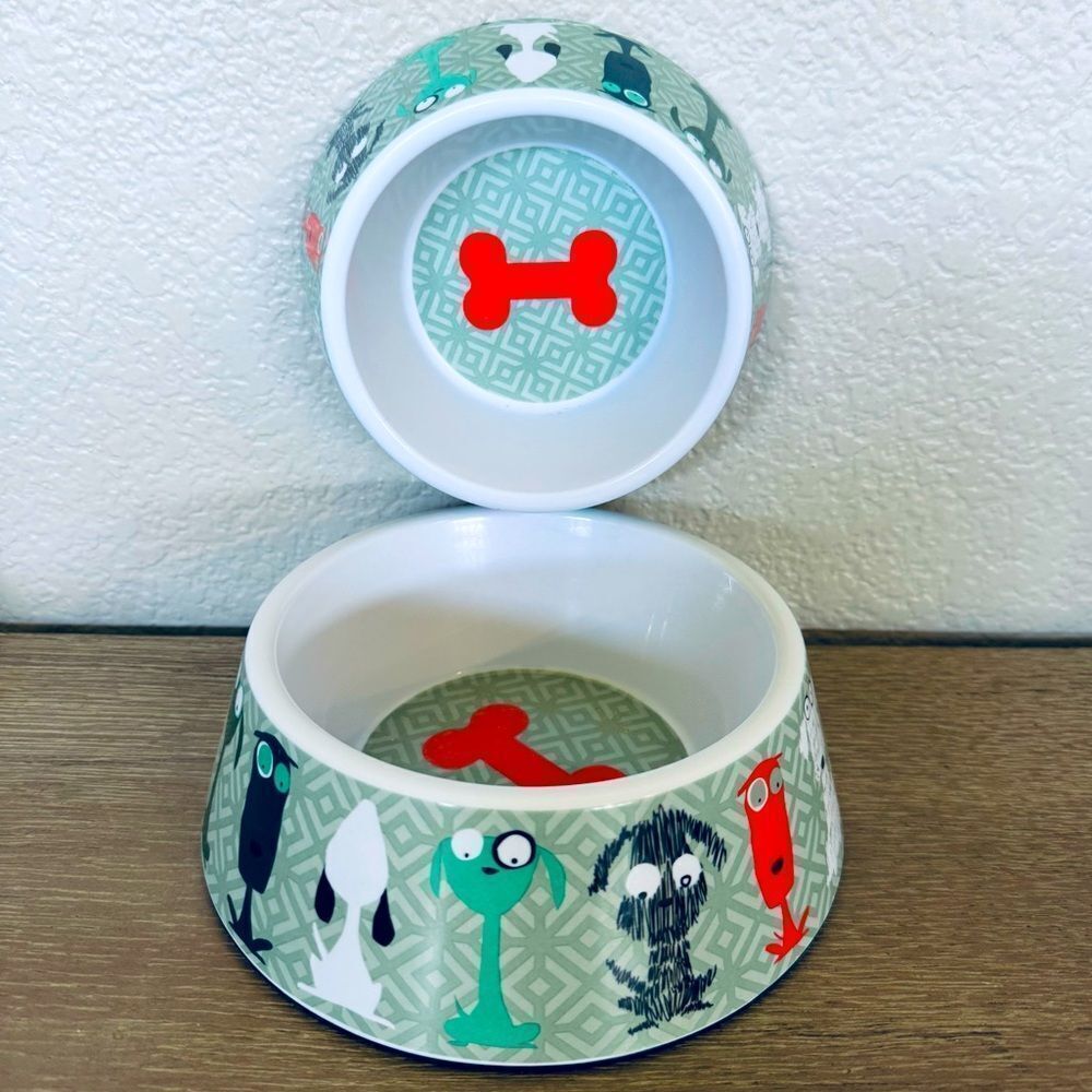 Whimsical Dog Pet Feeder Water Bowls 2-pc Set